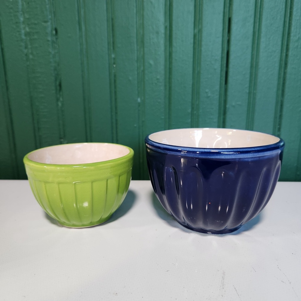 Pier 1 Imports Blue and Green Scalloped Sauce Bowls